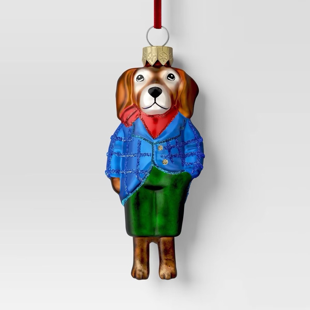Christmas nwt Glass Dachshund Dog Ornament